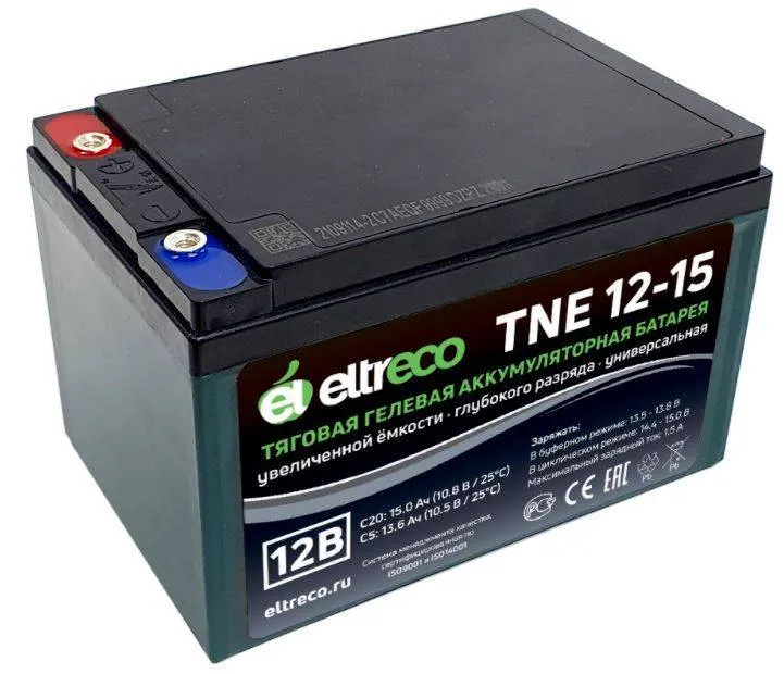 Тяговый аккумулятор Eltreco TNE12-15 (12V12A/H C3) болт