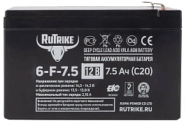 Тяговый гелевый аккумулятор RuTrike 6-F-7,5 (12V7,5A/H C20), фото №4
