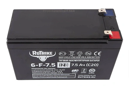 Тяговый гелевый аккумулятор RuTrike 6-F-7,5 (12V7,5A/H C20)