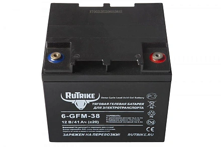 Тяговый гелевый аккумулятор RuTrike 6-GFM-38 (12V41A/H C20)